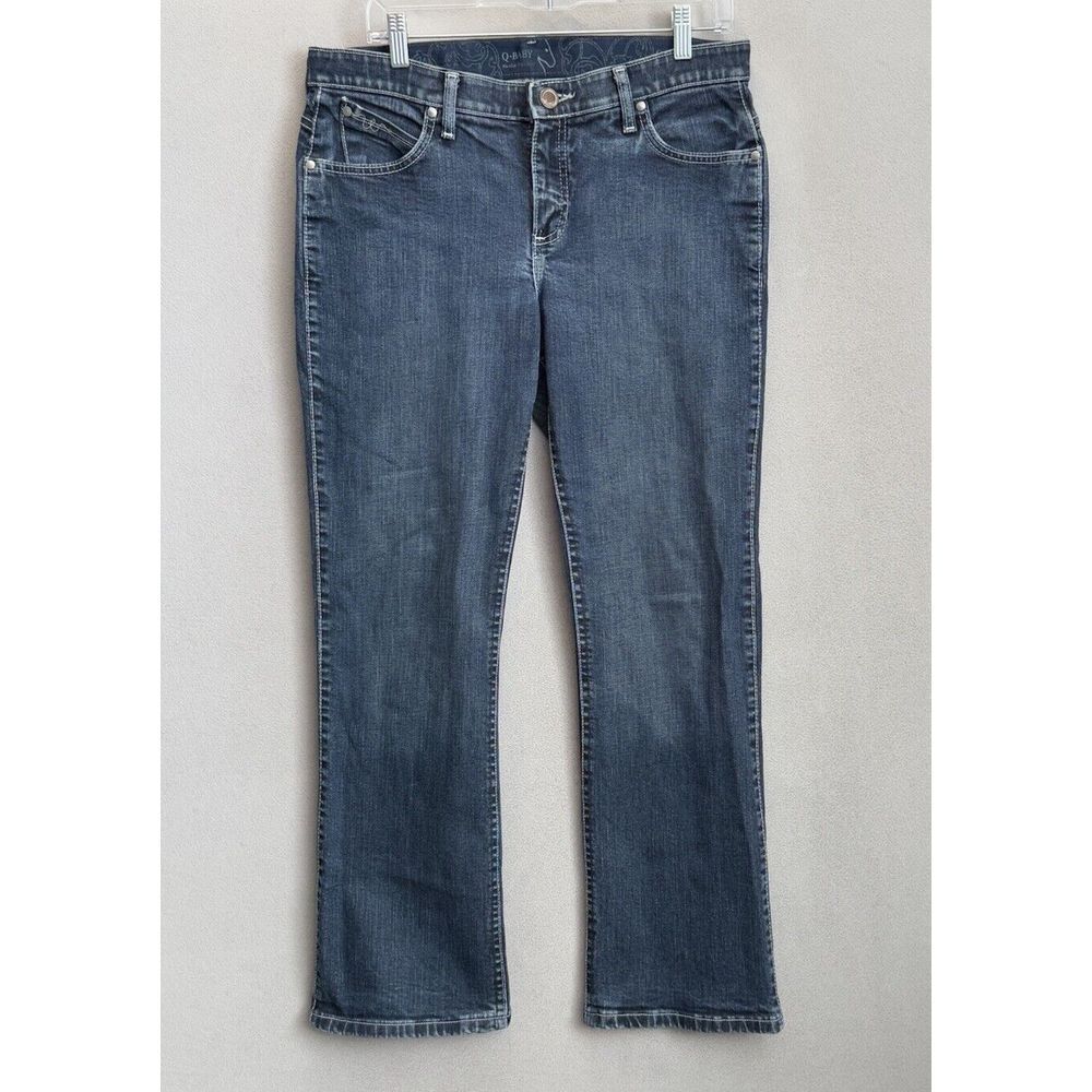 Wrangler Q-Baby Jeans Women's 9/10x30‎ Straight Leg No Gap Waistband Blue Denim